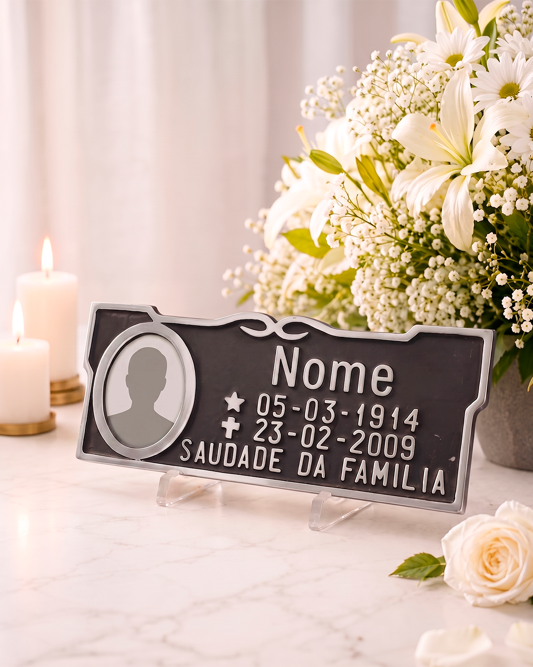 Placa memorial em alumínio