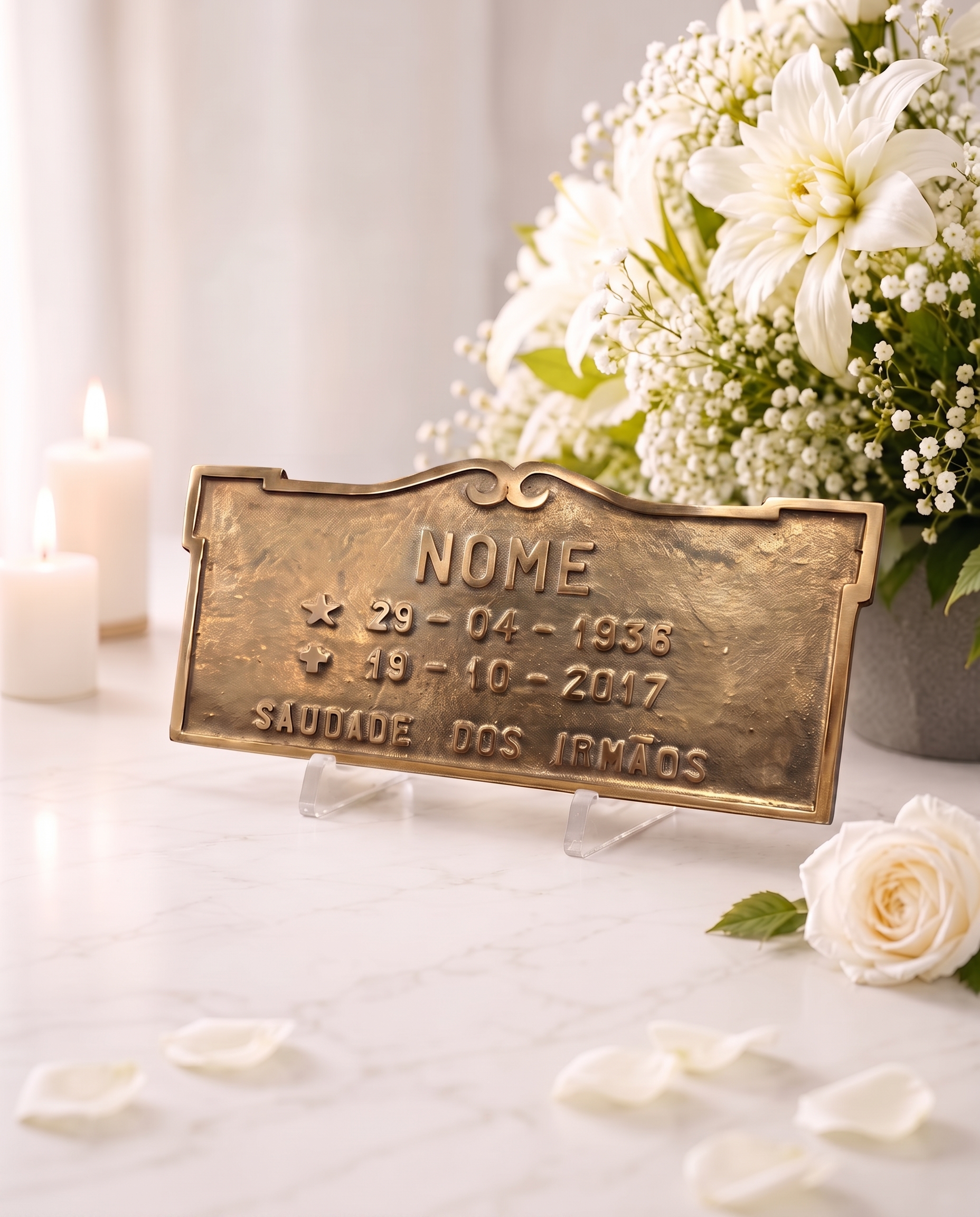 Placa memorial em bronze